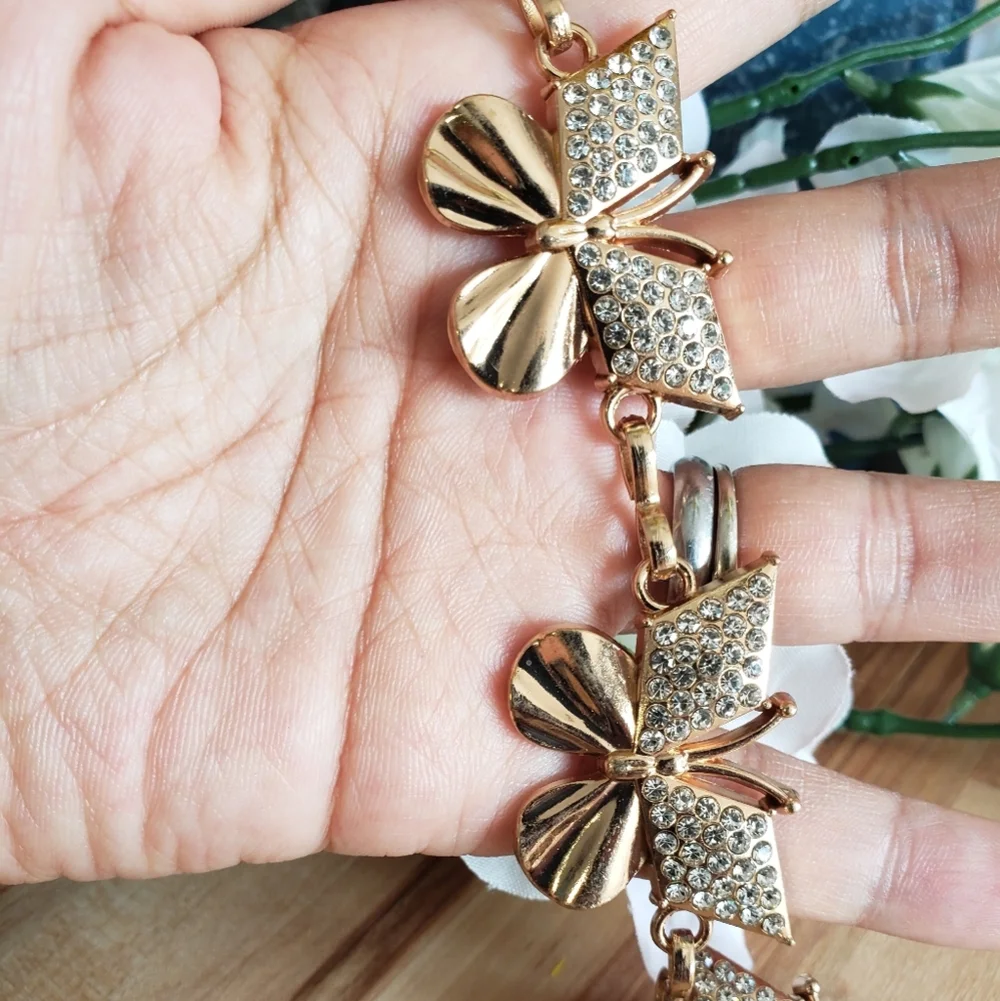 Y2K Butterfly Metal Rhinestone Stone Waist Chain